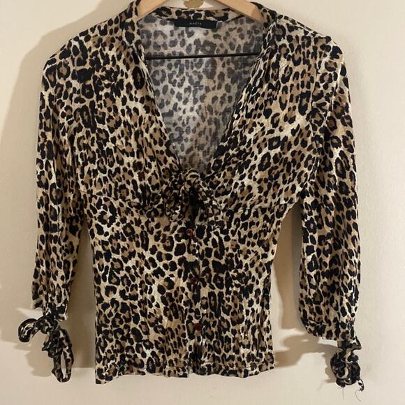 Maeva leopard print tie front button up blouse size XS - Picture 1 of 6